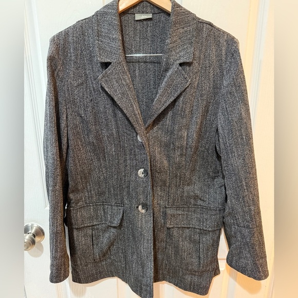 J. Jill Gray Tweed Blazer Coat Jacket with Notched Lapels - Picture 1 of 6